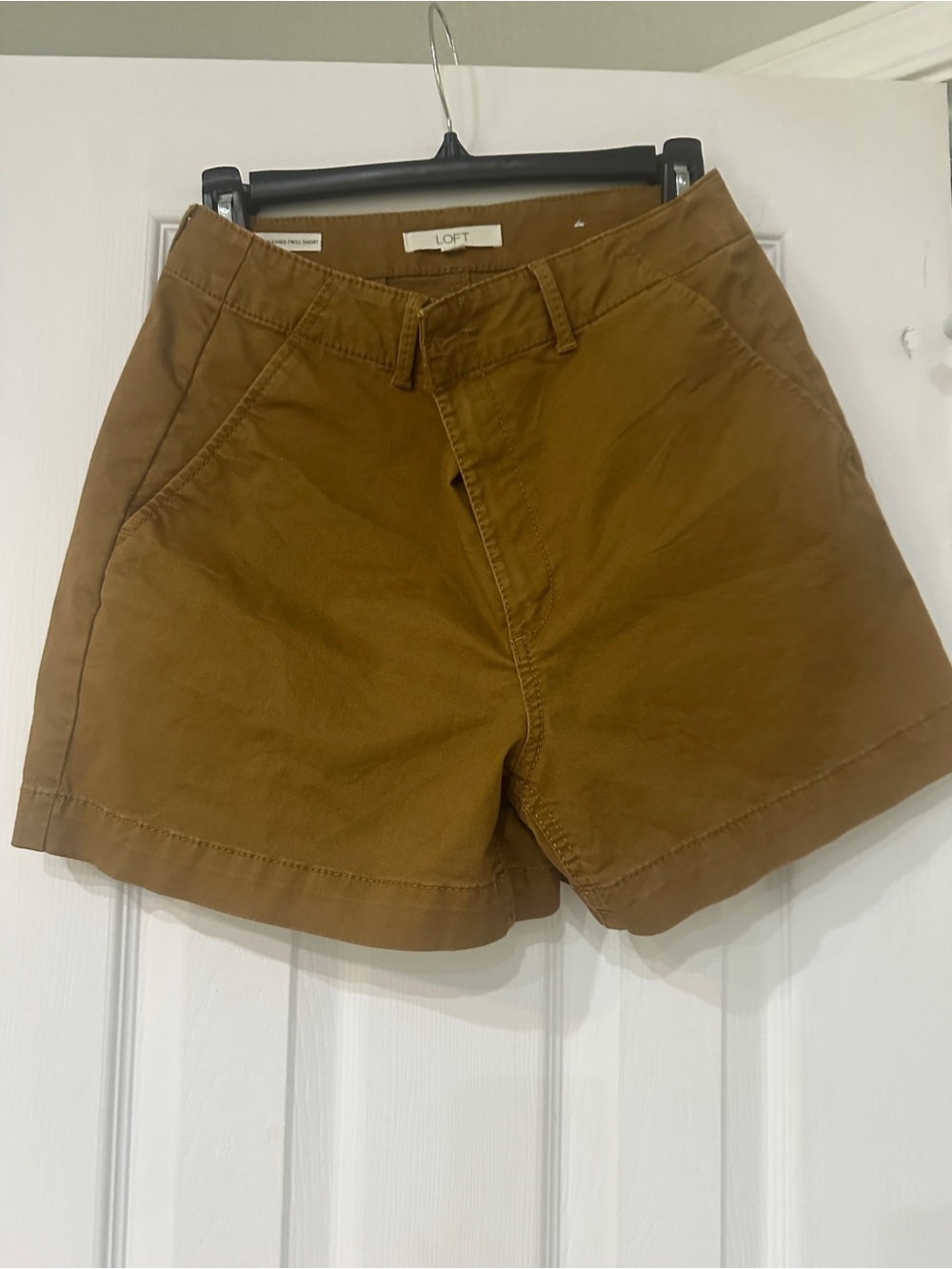 LOFT Utility High-Rise Shorts in Caramel
